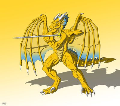 Dragoniade (Anthro) - Golden Valor
Gift done by [url=http://http://targonreddragon.deviantart.com/]Kevin Dragon[/url]
Keywords: KevinDragon;Dragoniade Anthro